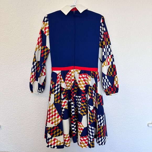 Alfred Weber 60s Vtg Dress Mod Size 8/S Geometric Multicolor Long Sleeve Gogo - Picture 3 of 16